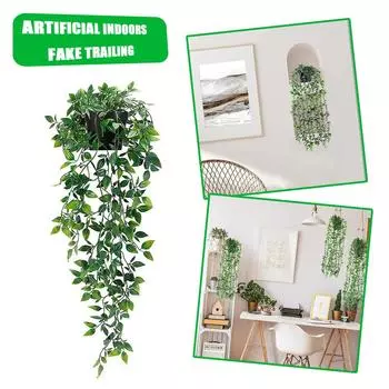 Plant Mandala Artificial Hanging Eucalyptus Pressed Plant Wedding Decoration Plastic Fake Vine Leaves IndoorOutdoor Potted Q6L8