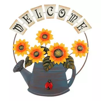 Plant Pendant Iron Hanging Decor Wreath Sunflower Welcome Wall Yellow Scene Office оранжевый