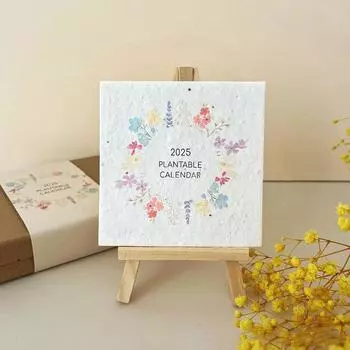 Plantable Seed Calendar 2025, Modern Greenery Calendar Planner With Plantable Growing Plants, 2025 Flowers Calendar 12 Monthly B