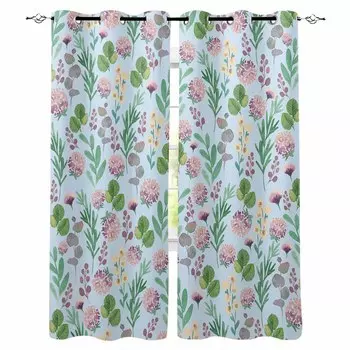Plants Flower Eucalyptus Hydrangeas Countryside Blackout Curtains For Living Room Bedroom Window Treatment Blinds Drapes W135 x H60cm
