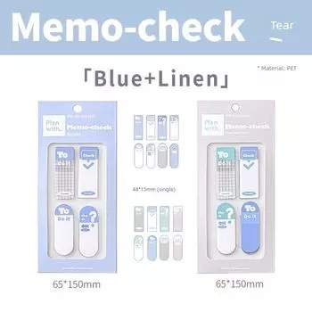Planwit Tearable Sticky Note Index with Sticky Sticky Notes Special Good-looking Mark for Junior High School Students Small Strip blue+linen