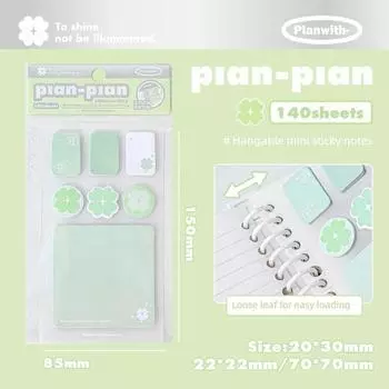 Planwith Can Hang Sticky Notes Sticky Note Paper for Junior High School Students Index Stickers Notepad Good-looking Four-leaf clover