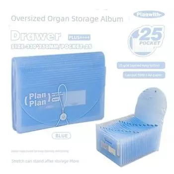 Planwith File Holder for Students with Large Capacity blue-blue
