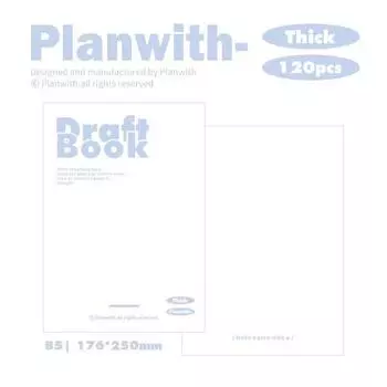 Planwith Notebook Book Thickened Blank Draft for Junior and Senior High School Students Good-looking Memo Diary Book White (White)