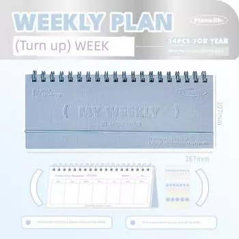Planwith Self-Discipline Clock-in New Arrival Carry-on Notebook blue-blue