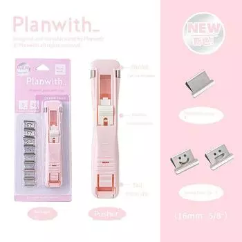 Planwith Stapler Push Clip Order Book Holder File Small Clip Office Stationery Fixed Test Paper Metal Iron Clamp pink 1 Pack
