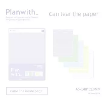 Planwith Tearable Writing Pads Student A5 Note Pad Horizontal Grid Learning Notebook Book Scratch Paper A5-horizontal line