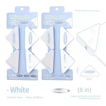 Planwith Triangle Clamp Corner Clip Test Paper Clip Student Storage Storage Informational Books Little Clip Stationery Long Tail Clip white 8 Pack