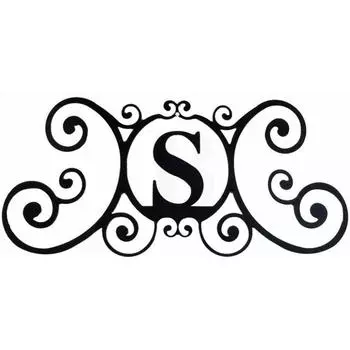 Plaque de Maison Lettre - Monogramme Scroll Lettre Initiale Artwork Metal Art Maison Lettre Monogramme Scroll Initiale Decor