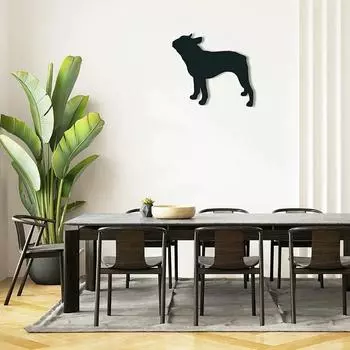 Plaque Murale Mtallique Бостон-терьер – Silhouette de Chien, Dcoration Murale lgante, Artwork, et Art en Fer pour Mur чёрный