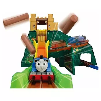 Plarail Thomas Паровозик Томас Dokidoki Mountain DX первый бонусный летающий грузовой автомобиль-бочка Грохот! Бум! (с машиной)