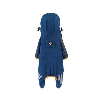 Плащ для большой собаки. Светоотражающая полоса. Плащ для домашних животных. Плащ с капюшоном для собак. M синий