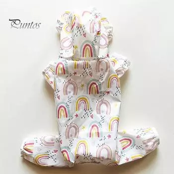 Плащ для домашних животных, четыре ноги, водонепроницаемый, ветрозащитный, с мультяшным принтом, с капюшоном, на кнопке, мягкое полное покрытие, цельный Petackintosh для маленьких и средних собак L белый