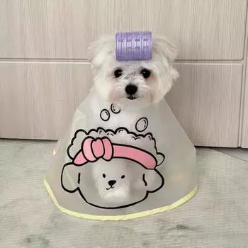 Плащ для домашних животных, регулируемая накидка для стрижки домашних животных, водонепроницаемая накидка с мультяшным принтом, накидка для ухода за собаками, товары для домашних животных S