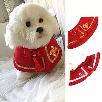 Плащ для домашних животных с кисточками, моющийся с бантом, безворсовая яркая цветная декоративная ткань на Рождество XS