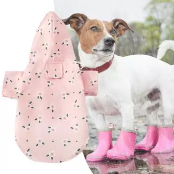 Плащ для домашних животных с мультяшным рисунком сохраняет сухость и стильность благодаря двуногой ленте с быстрой застежкой. Идеально подходит для ежедневных прогулок во влажную погоду. Мягкий дышащий материал. XL зелёный