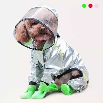 Плащ для собак, прозрачный комбинезон с капюшоном, водонепроницаемое пальто для собак, водонепроницаемая одежда для собак, кошек, куртка для домашних животных на дождливый день XS