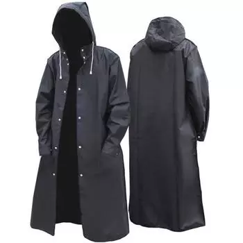 Плащ для взрослых, унисекс, водонепроницаемый, с капюшоном, защита от дождя, легко чистящаяся куртка от дождя для активного отдыха L чёрный