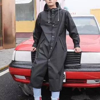 Плащ для взрослых, унисекс, водонепроницаемый, с капюшоном, защита от дождя, легко чистящаяся куртка от дождя для активного отдыха L чёрный