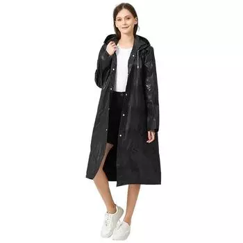 Плащ для взрослых ветрозащитный и водонепроницаемый утолщенный цельный плащ из ЭВА всего тела One Size чёрный