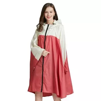 Плащ-дождевик Велосипедный дождевик Пончо Пончо Дождевик Лицо Не Намокает Мамочка Дождевик Велосипедный Двухцветный Розовый [Luseeq] Женский