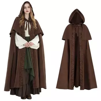 Плащ Косплей с капюшоном на Хэллоуин Косплей 4 цвета Длинный плащ [Kamizu Ryohin] (Красный, Черный, Коричневый, Зеленый) (Браун, М)