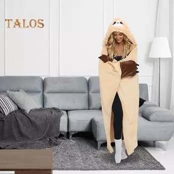 Плащ-ленивец, одеяло с капюшоном, супер мягкий, удобный, нечеткий, теплый, плюшевый плащ, накидка для дома, спальни