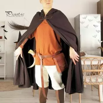 Плащ на Хэллоуин, шаль с капюшоном, стильный дизайн, накидка с пряжкой, однотонный длинный халат в средневековом стиле, костюм для косплея синий