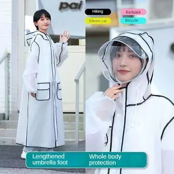Плащ непромокаемый, интегрированный для всего тела, утолщенный, для мужчин и женщин, длинный для взрослых, для верховой езды, пешего туризма, пончо с электромобилем L чёрный