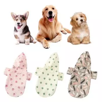 Плащ с капюшоном для домашних животных с принтом, водостойкий, многофункциональная летняя уличная одежда для домашних животных, плащ для собак, куртка, товары для домашних животных L серый