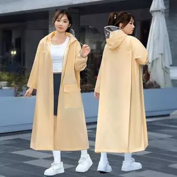 Плащ с капюшоном, водонепроницаемый, с застежкой-молнией из ЭВА, многоразовый, для взрослых, сверхлегкий, непромокаемый, толстый, портативный, для путешествий на открытом воздухе, дождевик-пончо, дождевик M розовый