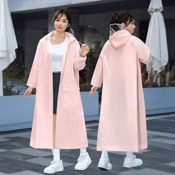 Плащ с капюшоном, водонепроницаемый, с застежкой-молнией из ЭВА, многоразовый, для взрослых, сверхлегкий, непромокаемый, толстый M чёрный