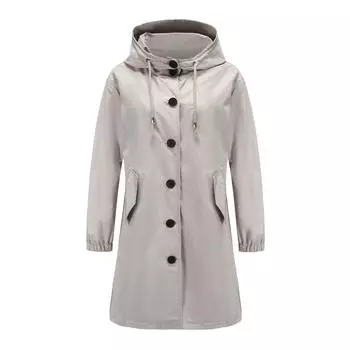 Плащ Женский Дождевик Водонепроницаемый Плащ Ветровка С Капюшоном На Открытом Воздухе Длинный Активный XXXL чёрный