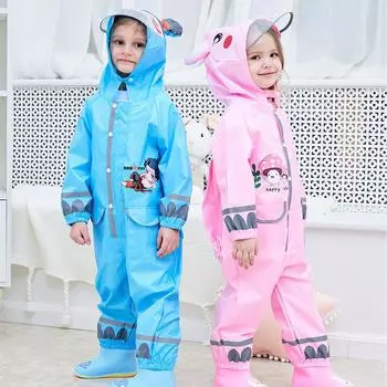 Плащи для детей от 1 до 10 лет Водонепроницаемые комбинезоны, топы и штаны для мальчиков и девочек S розовый