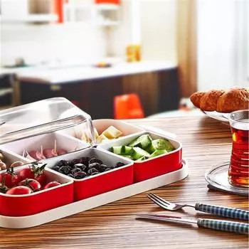 Plastart Двойная цветная миска для завтрака с 6 отделениями