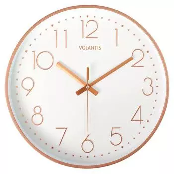 Plastic 12 Inch Modern Stylish Non Ticking Silent Analog Wall Clock For Home, Living Room, Bedroom, Office, And Kitchen (White & Rose Gold)