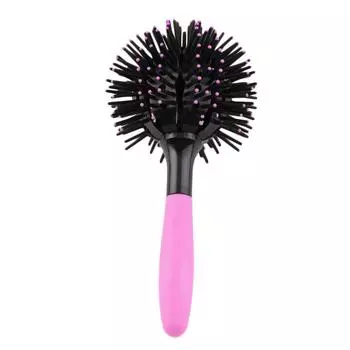 Plastic 3D Round Hair Brushes Comb Heat Resistant Spherical 360 Degree Ball Hairbrush Anti-Static Pink Round Curly Hair Comb