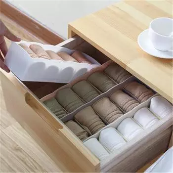 Plastic 5 Grids Underwear Storage Box Home Closet Socks Panties Tie Sorting Container Portable Drawer Desk Sundries Organizers