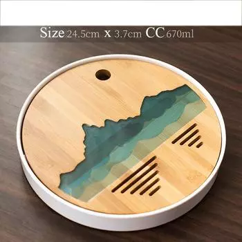 Пластиковый и бамбуковый поднос для чая, сервировочный поднос ручной работы, аксессуары для чая кунг-фу Style B