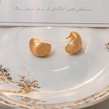 Plastic Auricular Needle Anti-Allergy Stud Earrings Metal Matte Brushed Quality Earrings Cold Wind Bean Water-Drop Eardrops Gold plastic ear pin