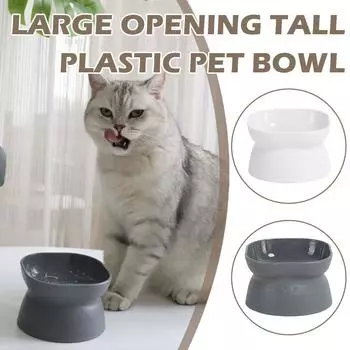 Plastic Bowl Neck And Anti Rollover Large Pet High With Foot And Tableware Opening C7p7