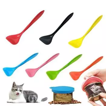 Plastic Cat Wet Food Spoon Reusable Cat Feeding Spoon Cat Food Sealer Spoon For Cats Kitten random color