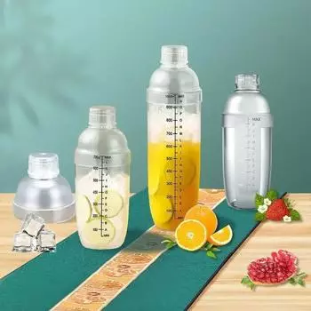Plastic Cocktail Shaker, Transparent Shaker With Measurement Mark, Milk Tea Lemon Tea Restaurant Splash Proof Mixer Bar