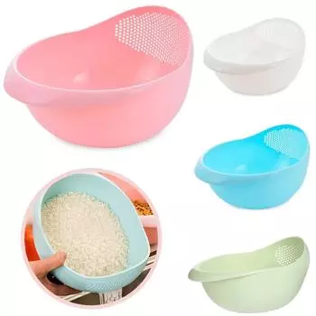 Plastic Colander with Handle Rice Useful Bowl Strainer Vegetable Sieve Strain Basket Sink Drain Kitchen Asscssories for Home-use