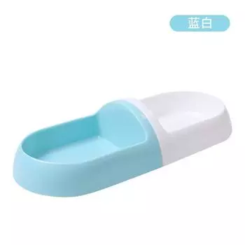 Plastic combined capsule cat bowl, can be used alone, easy to clean pet bowl white blue