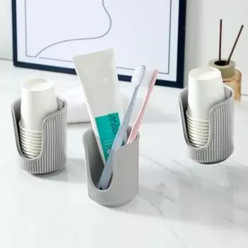 Пластиковый подстаканник U-образные канавки. Верхнее отверстие для хранения чашек. Хранение счетчиков чашек. Аккуратный противоскользящий маленький держатель для бумажных стаканчиков для туалетного столика в ванной комнате. Single Layer