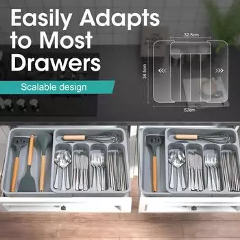 Plastic Cutlery Storage Box Classification Organization Expandable Tableware Tray Fork Chopsticks Drawer Tableware Organizer чёрный