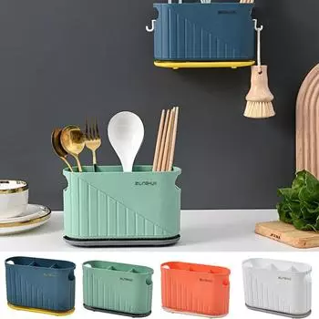 Plastic Cutlery Utensil Holder Hollow Chopsticks Cage Drying Rack Kitchen белый