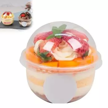 Пластиковые стаканчики для десертов с куполообразными крышками, одноразовые стаканчики для торта на 250 мл для конфет, холодных напитков, фруктов