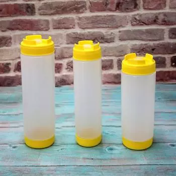 Plastic Double Head Sauce Bottles 16/20/24oz Olive Oil Dispensers Sauce Squeeze Bottle Condiment 16oz белый